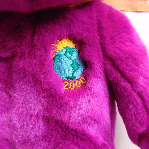 Ty Beanie Buddy Millennium Purple Bear Stuffed Plush Toy 1999 2000 Collectible - Picture 9 of 14
